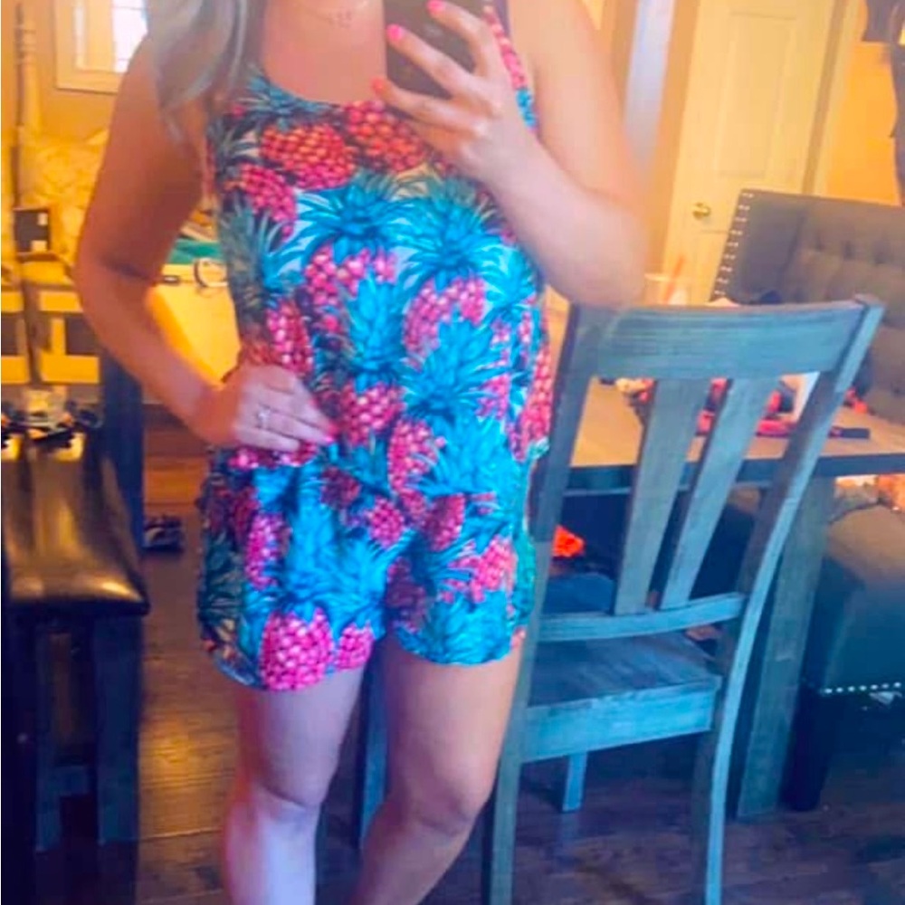 BUDDY LOVE Pink and Blue Pineapple romper.